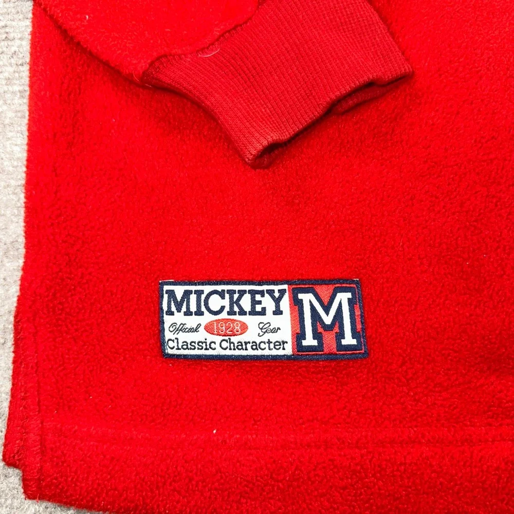 Vintage Disney Store Mickey Mouse Red Fleece Quarter Zip Pullover Medium